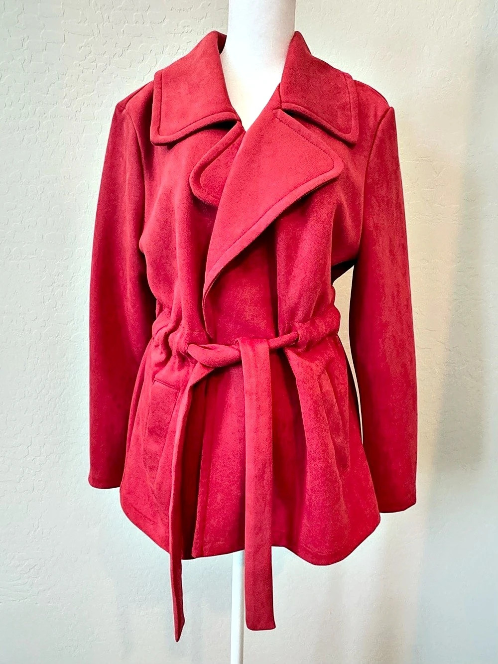 Alice Blue Coral Red Trench Coat